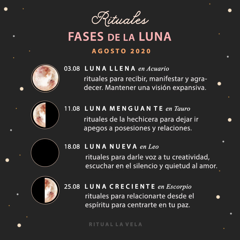 Rituales para las 4 fases de la luna en el mes de Agosto 2020